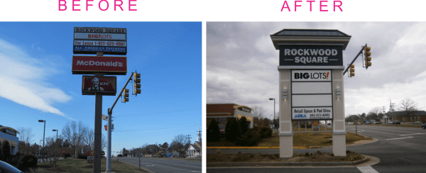 sign renovation examples rockwood before after pylon